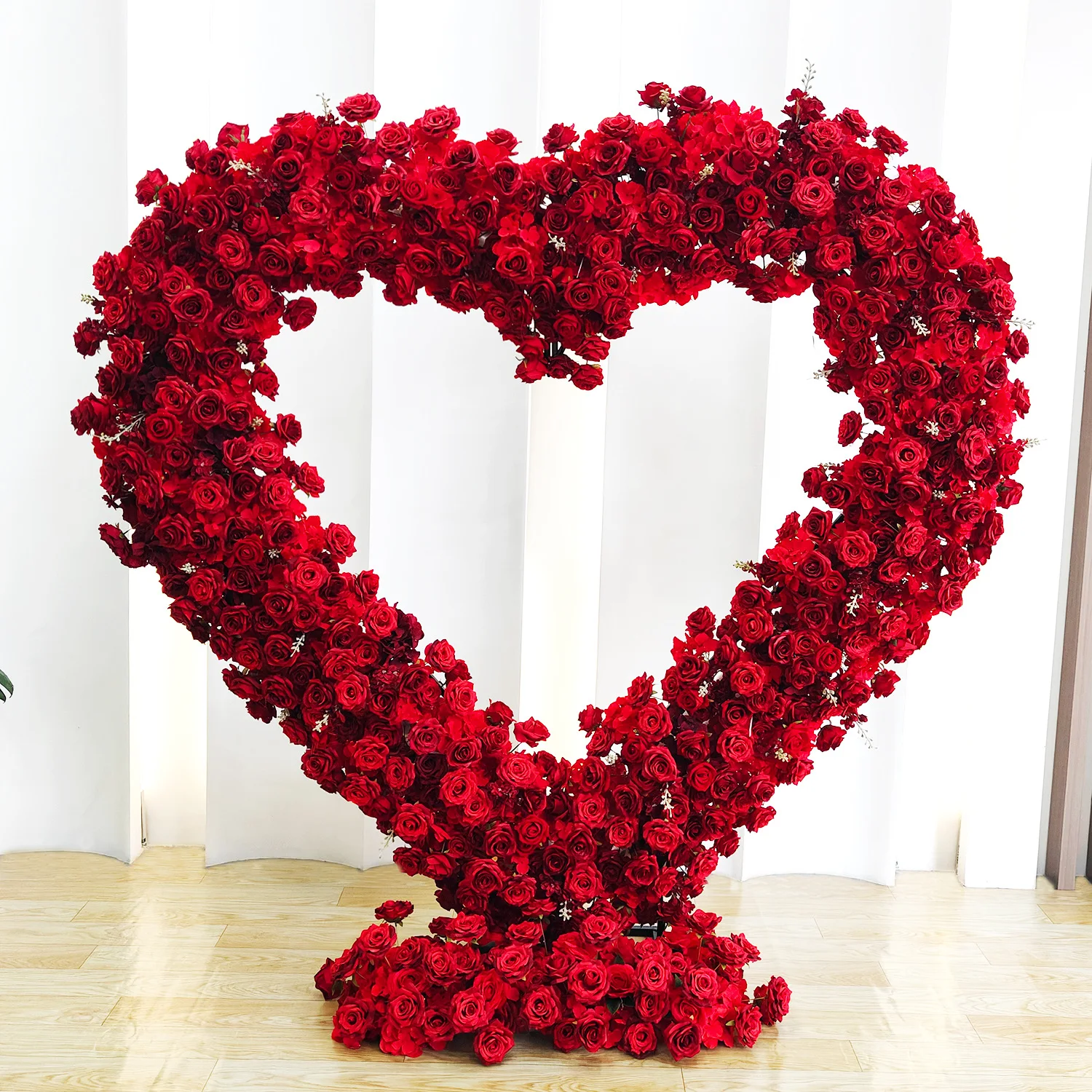 2m Red Heart-Shaped Floral Arch Decoration Cross-Border Wedding Stage Background Arrangement Christmas Fake Silk Flowers
