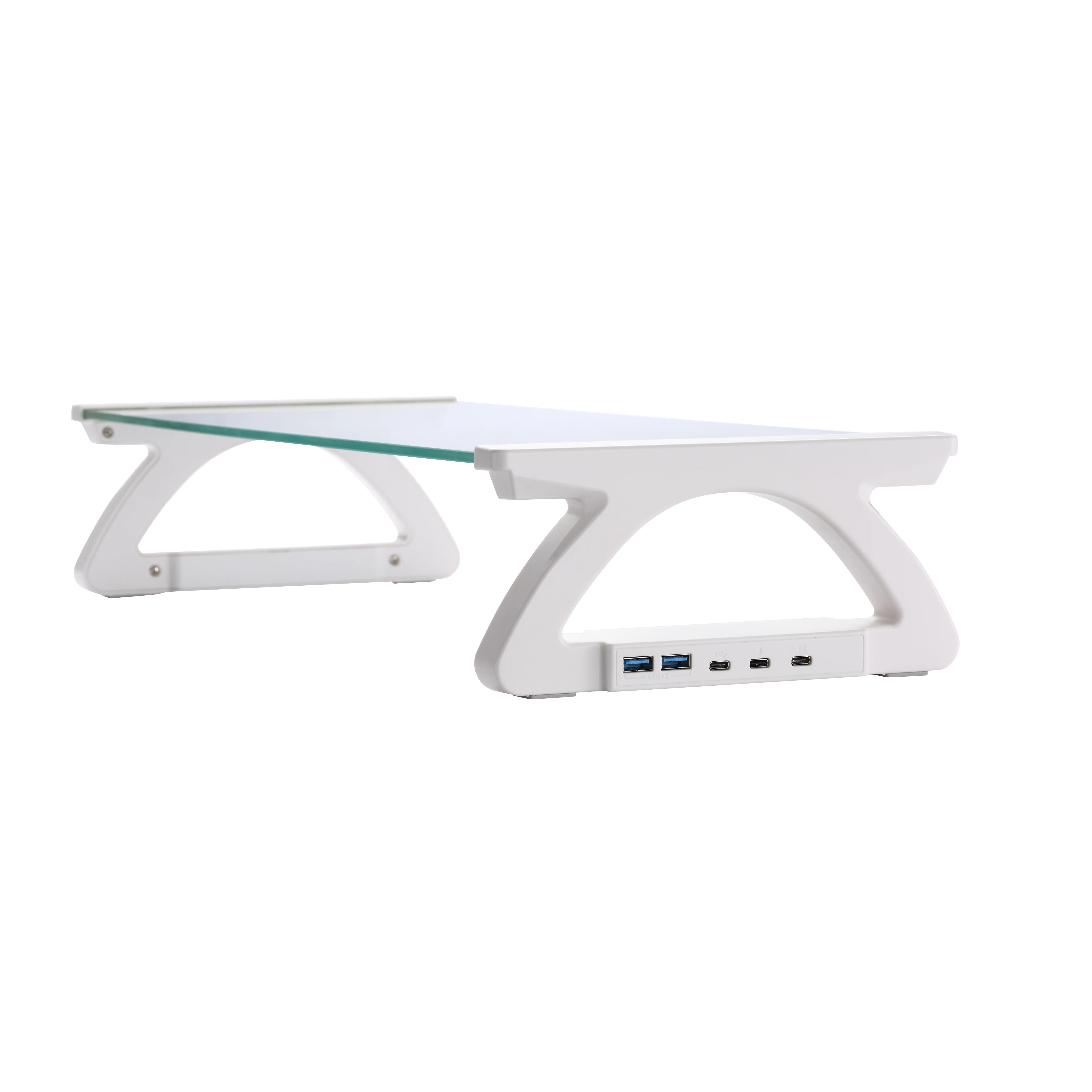 Tempered Glass Smart Computer Monitor and Laptop Riser Stand with Phone Holder with USB Hub