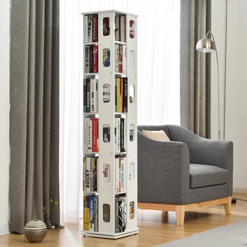 
6 tier furniture book shelf kids revolving bookcase for library living room 