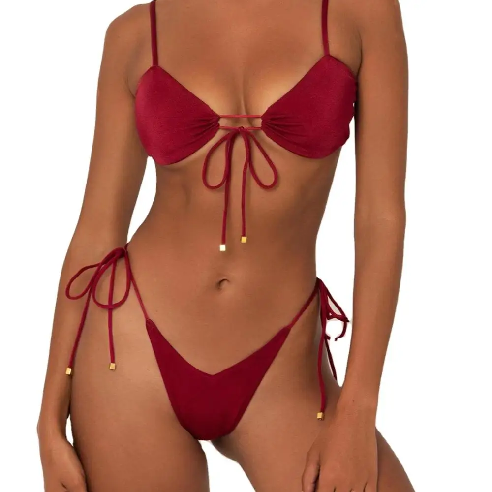 Взрослые Женские бандажные купальники из двух частей большого размера, сексуальный женский комплект с частным ярлыком, черное бикини