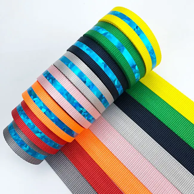 Popular Nylon Webbing Strap Customized color Weave Plain Belt with Outsourcing Edge for Luggage