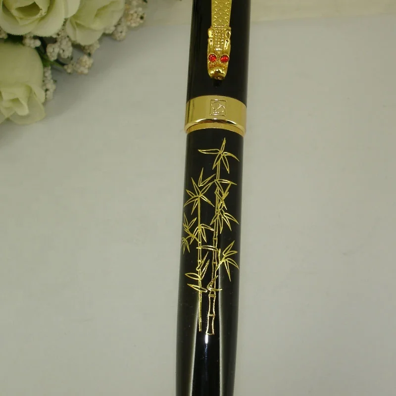 ACMECN China Elements Dragon Clip Fountain Pen 46g Metal Heavy Pen 0.5mm Nib Black MB style Calligraphy Pen