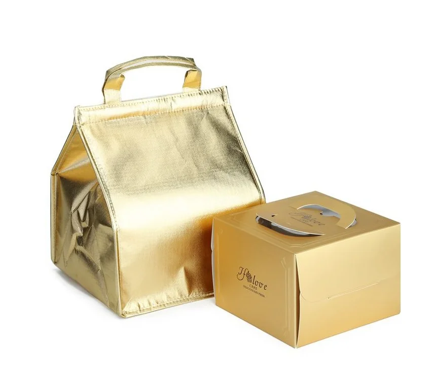Custom promotional Non-Woven Disposable Aluminium Foil Cake Recycle Eco Thermal Cooler Bag for Food