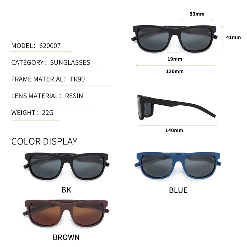Hot Selling TR90 Sport Polarized Sunglasses for Men Driver Driving Shades Classic Square Mirror Uv400 Protection Sun Glasses