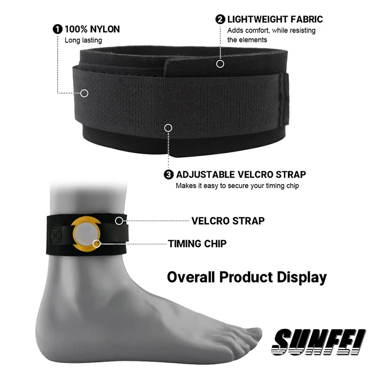 iRun Custom Printing Logo Triathlon Timing Chip Neoprene Band Running Chip Timing Neoprene Ankle Bracelet Strap for Racing