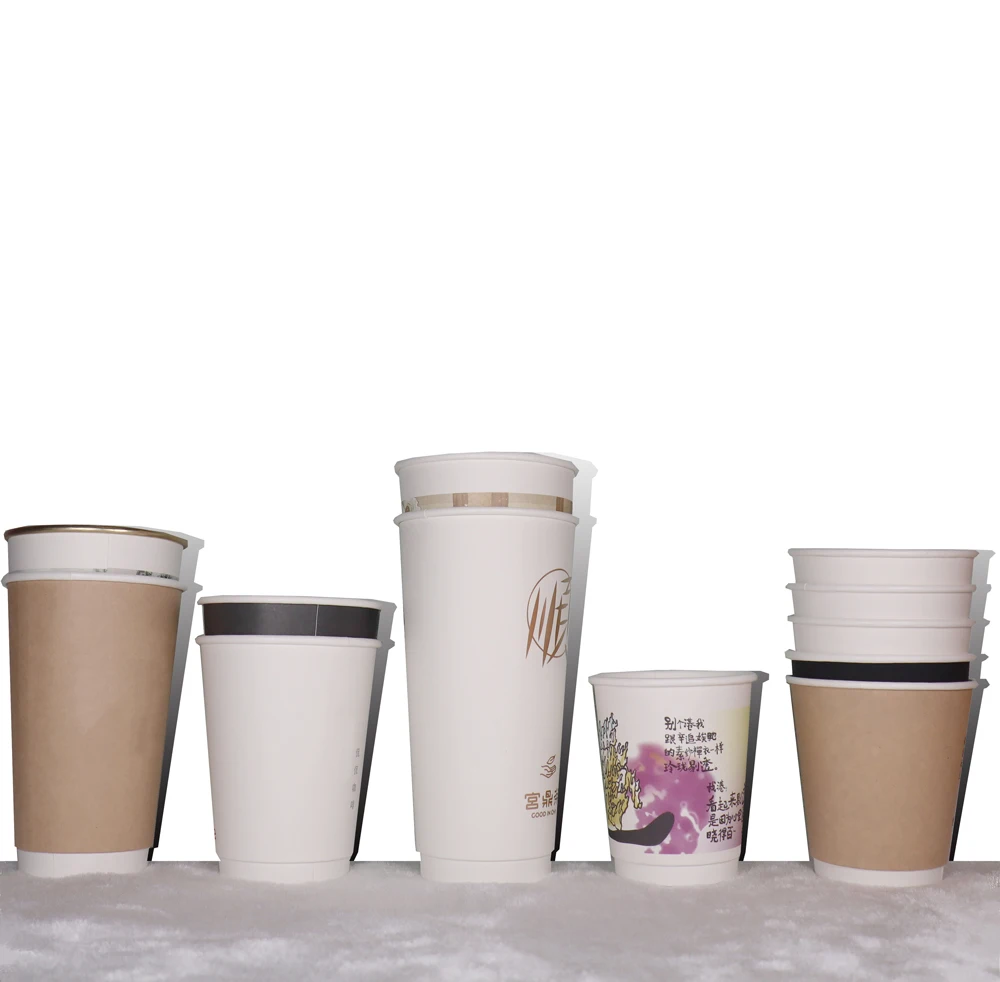 Custom printed disposable milk tea coffee cups with lids disposable party paper cups with lids