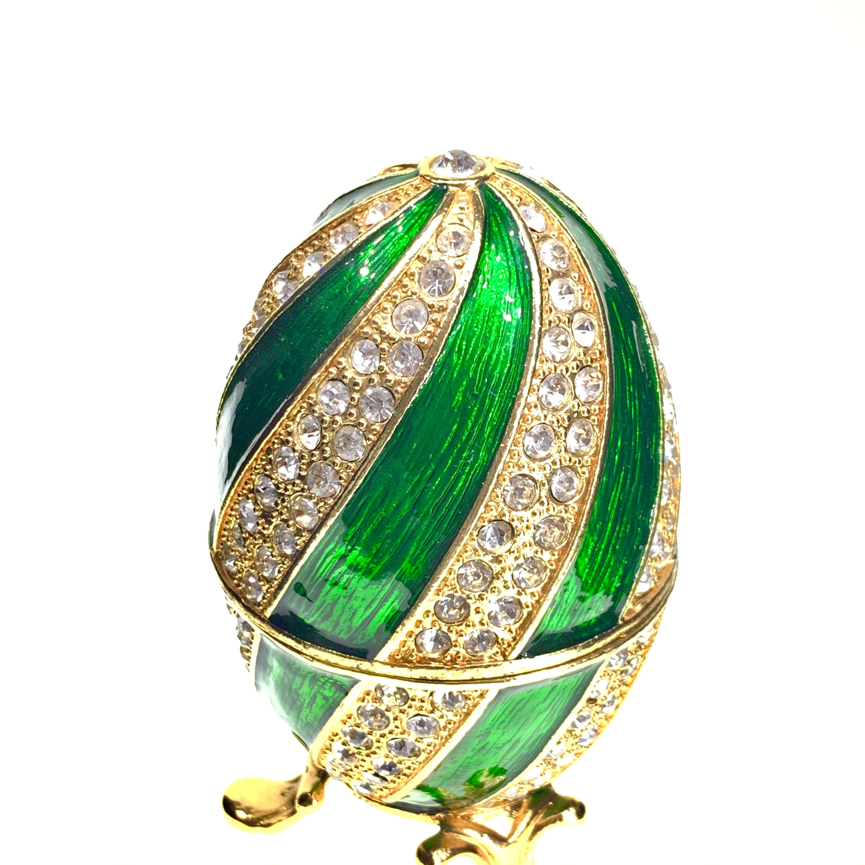 China supplier elegant Russian faberge egg metal jewelry crystal trinket box favor