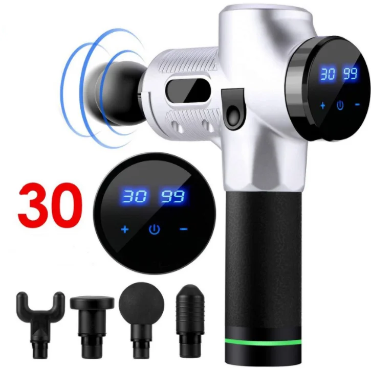 6 Head 30 Speed Quick Rechargeable Body Vibration Handheld Deep Tissue Percussion Massager Muscle Massage Gun