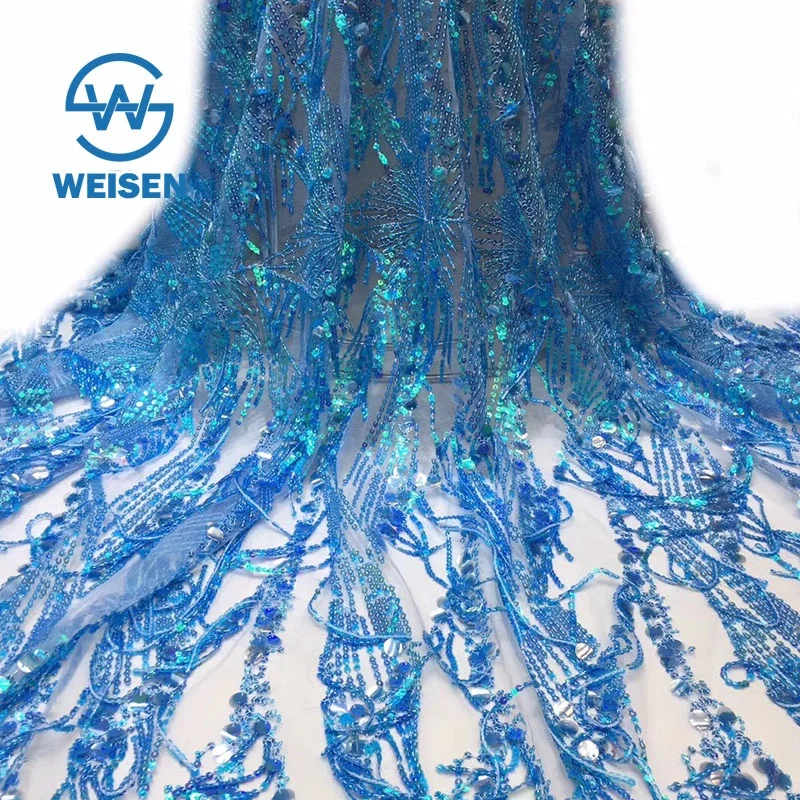 Dress 2020 Custom Luxury Embroidery Net Lace Tulle Fringe Sequin Fabric