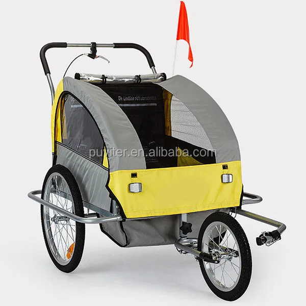 Popular Baby Stuff Kids Trailer With 2 seats Baby Carriage Large window Bicycle Trailer