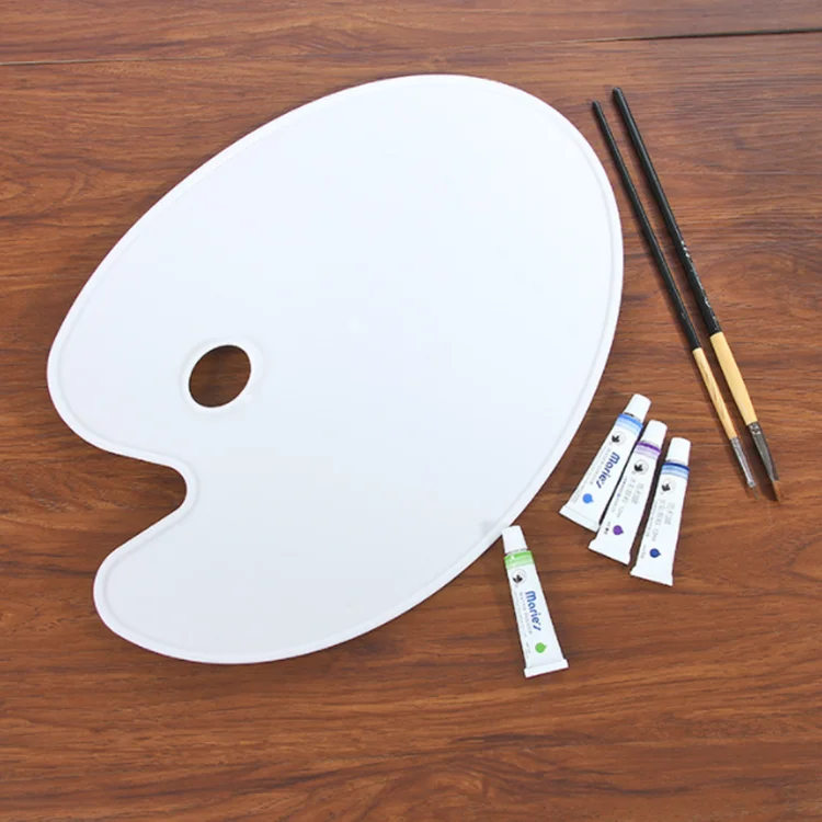 Factory Wholesale large hard plastic handheld easy clean palette watercolor oil oval palette tray paints pallet