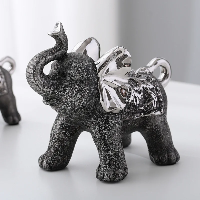 Factory direct simple home gifts wholesale ceramic crafts elephant three-piece set