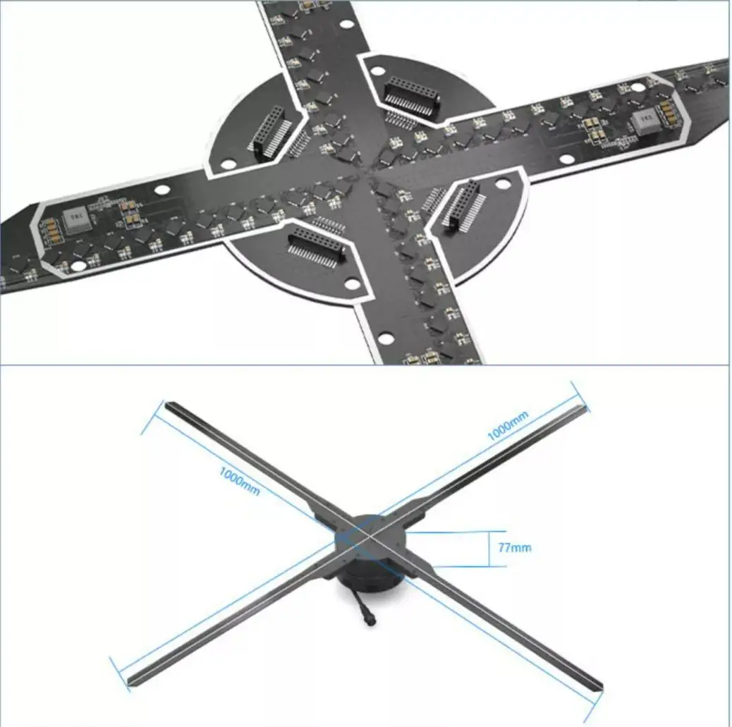 Holograma Cloud Mall Olograma High Resolution 75cm Cloud Control Splicing Wifi Holographic Display Led Holograma 3D Hologram Fan