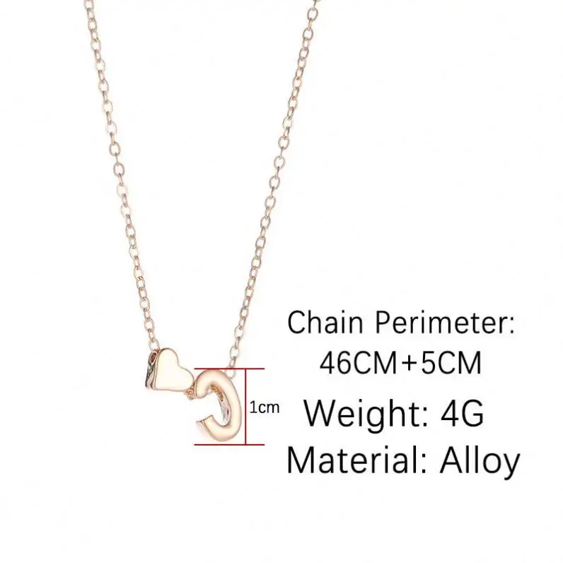  Fashion Tiny Heart Dainty Initial Personalized Letter Name Choker Necklace For Women Pendant Jewelry Accessories