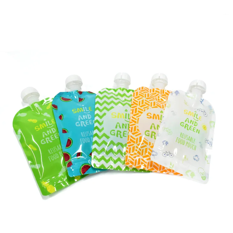Custom Plastic Squeeze Pouches Reusable Refill Milk Or Jelly Packaging Food Pouch Eco Friendly Liquid Baby Food Bag Spout Pouch