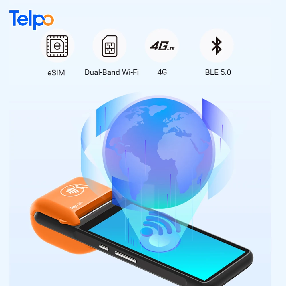 Telpo M1 All In One Handheld Mobile Device Android 12 Ticket Machine with 40mm Thermal Printer