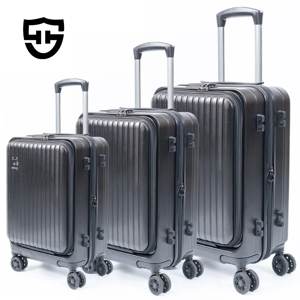 Best Selling Custom PC Aluminum Trolley Case Suitcase Business Luggage Front Open Pocket Luggage With Wheel