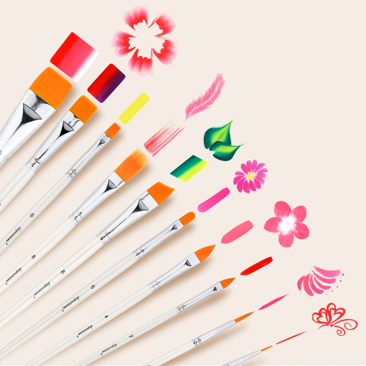 Professional 10 pcs face body watercolor painting brushes artist magic light acrylic touch up paint brush set kids