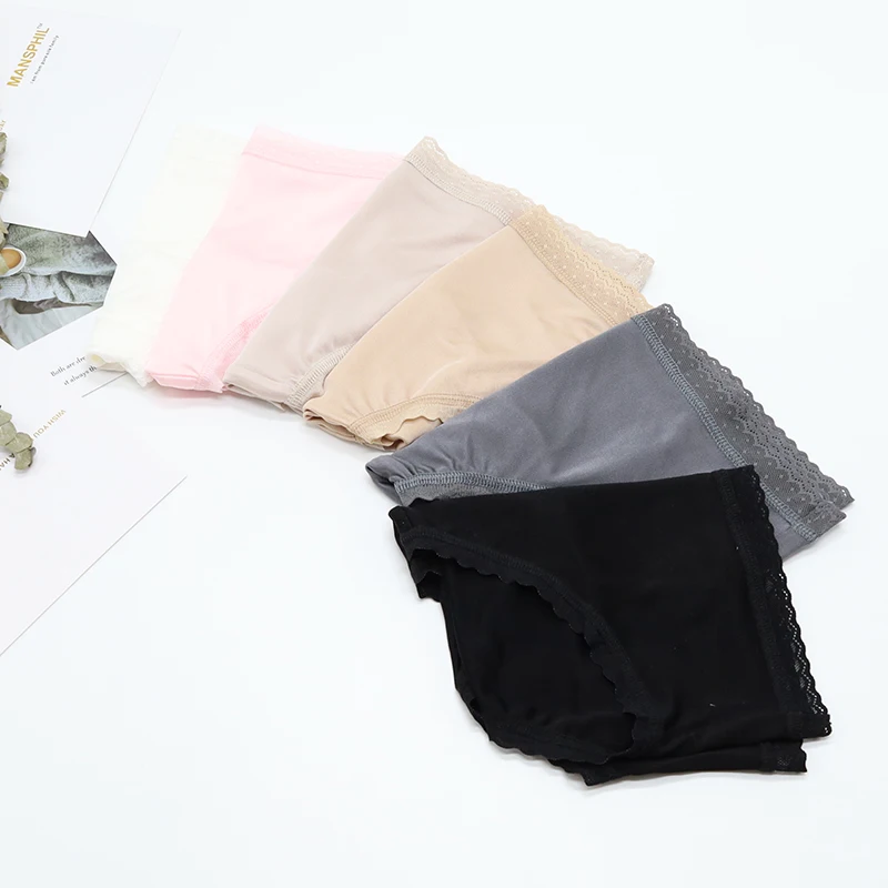 Mansphil silk and viscose lace trimmed lingerie breathable and soft women underwear