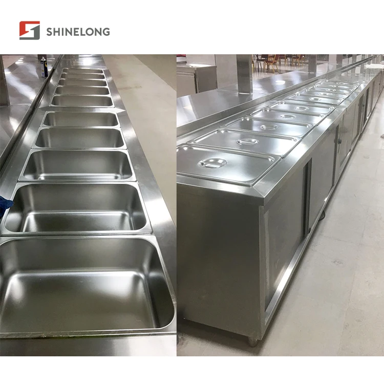 Electric Bain Marie Food Warmer Display for Collective Catering School Canteen Stainless Steel Bain Marie Counter Customization