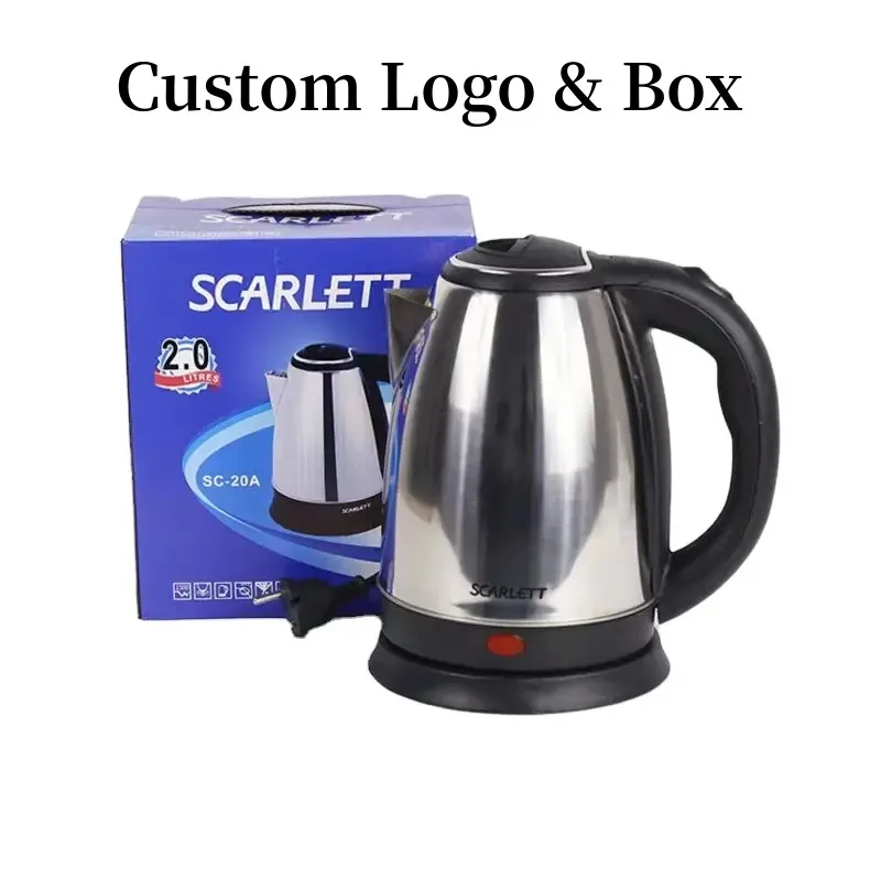 Home Appliances Portable Electric Kettle Stainless Steel Water Tea Kettle 2L Capacity Fast Boil Electric Kettle