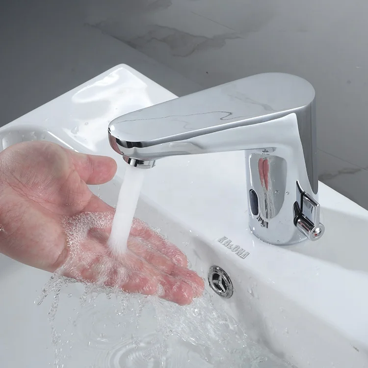 Manufacturer Deck mounted Hot Cold water brass Automatic Touchless bathroom sensor tap