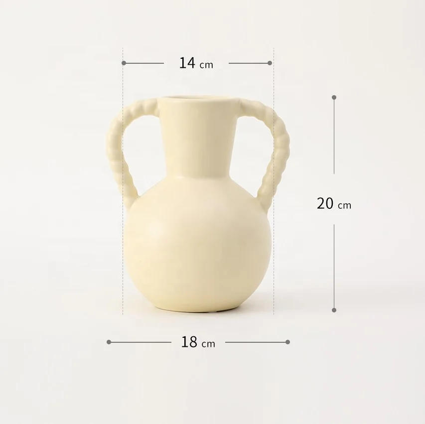 Modern Nordic Cream  Small Vase Decoration Flower Ceramic Black Vases for Home Decor