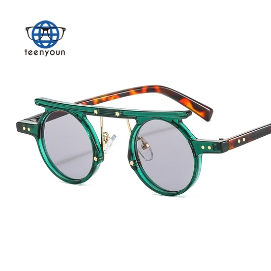 Teenyoun Wholesale Small Round Frame Eyewear Hip-Hop Punk Fashion Personality Sunglasses UV400 Men And Women Custom Logo
