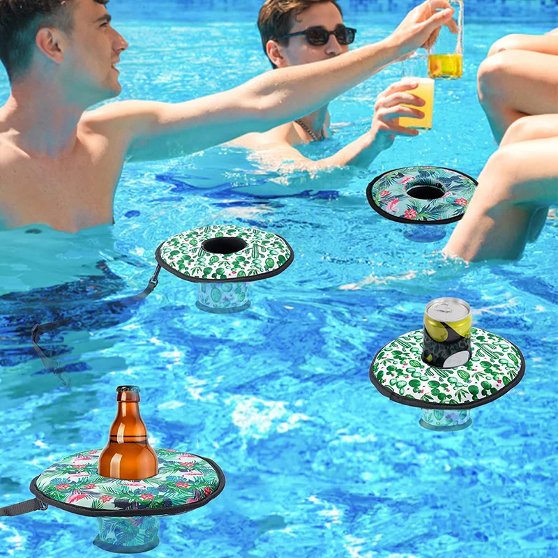 Cup holder float neoprene floating cup holder float insulated pool party beer coolers for pool can cooler champagnebeer soda