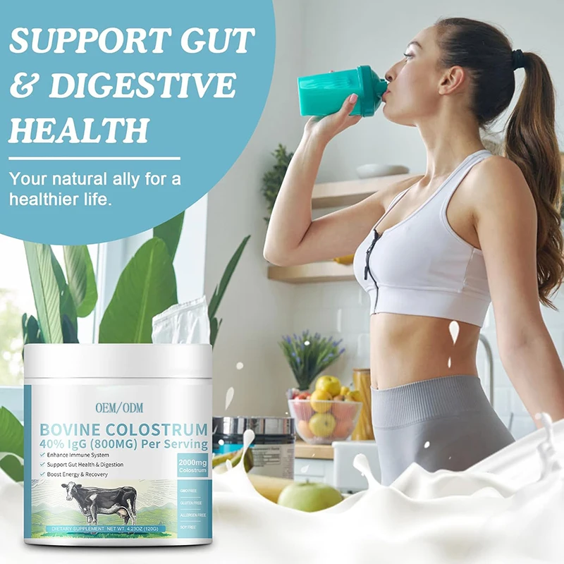 OEM Bovine Colostrum  Powder 40% IgG Immunoglobulins for Immune Support, Hair Growth, Gut Health, Muscle, Energy