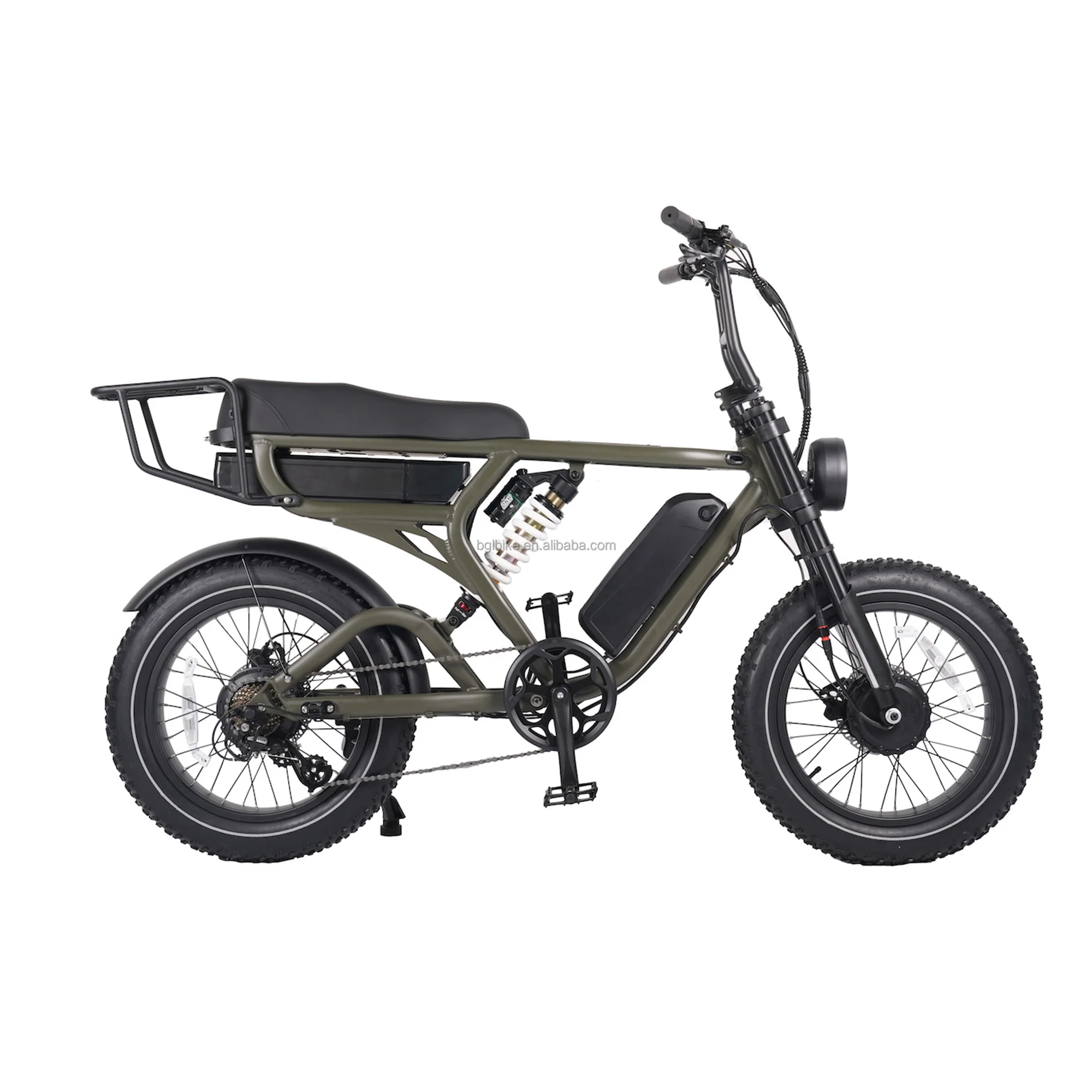 Moped Style Ebike Throw Back Cafe Racer off Road 48V or 52V 20ah 750W 2000W 20x4 Inch 90km Range 50km/h Fat Bike