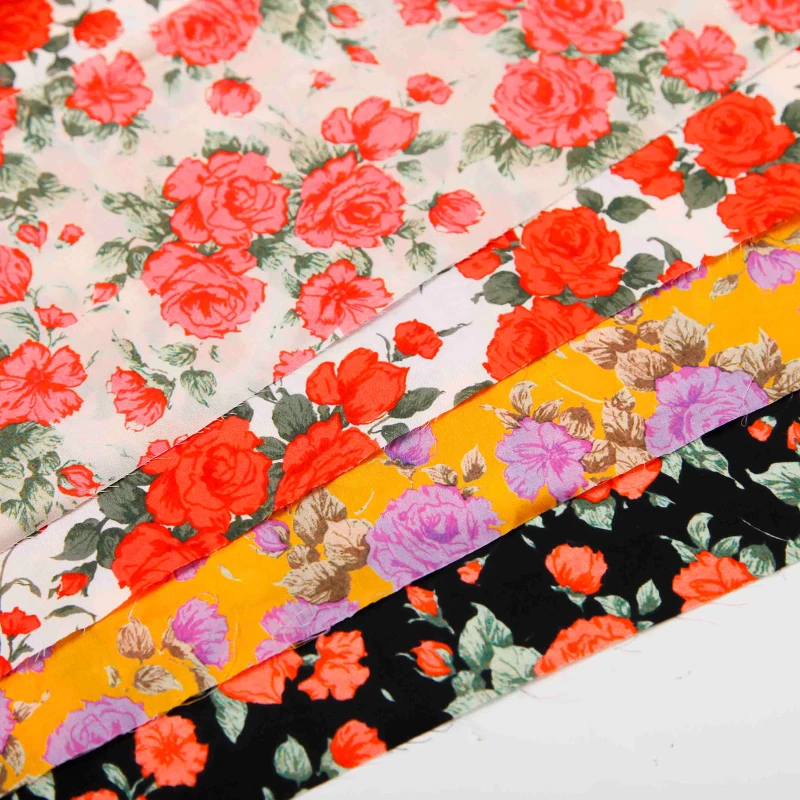 Eco-friendly watercolor linen cotton fabric small floral printed fabrics for girl dress