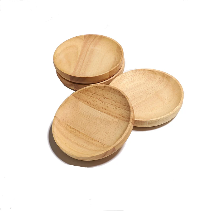 Wood Dinner Plates Round Oak Wood Serving Tray Used as Charcuterie Boards Cheese Fruit Salad Platter Bread Plate
