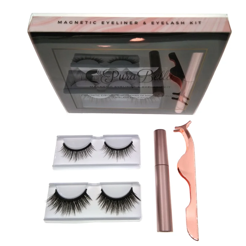 
2021 wholesale private label faux mink magnetic eyelashes magnet lashes magnetic eyeliner 