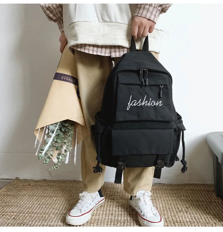 Wholesale Fashion Korean School Bag Female College Students Portable Backpack  Campus Canvas School Backpack