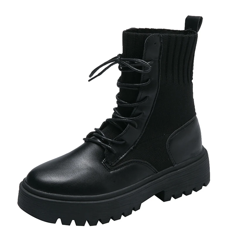 
2019 New Black Socks British Boty Boots Height Increased Women Ankle Winter Chunky Female Boots 