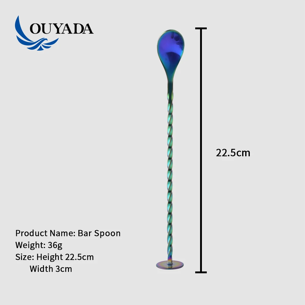 
Factory Direct stainless steel cocktail gold mixing spoon 