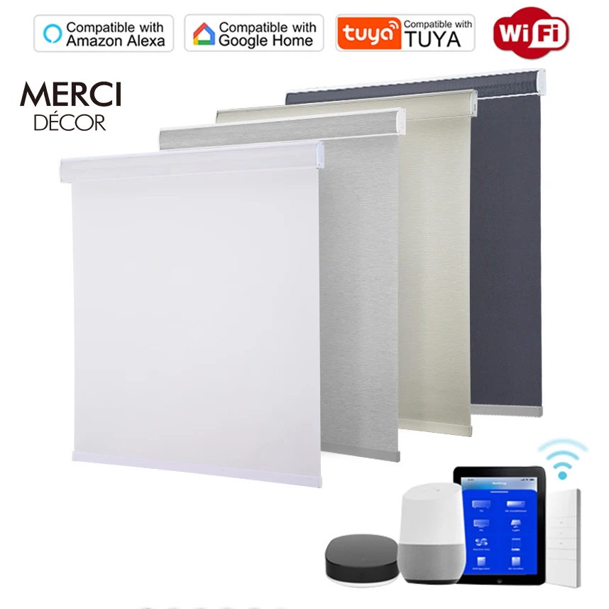 Automatic App Control Remote Smart Wifi Electric Roller Shutter Blind Shades For Amazon Alexa / Google Home /  Tuya Homekit