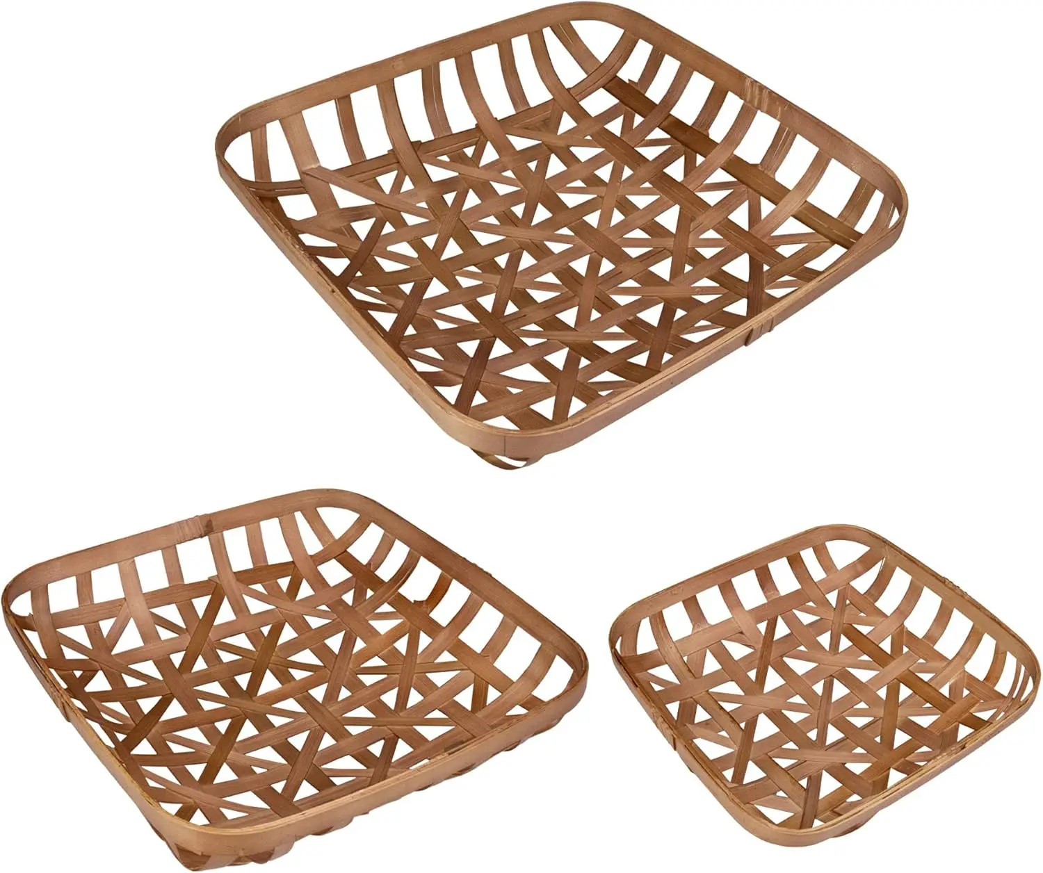 YULIN JIAFU tobacco Square Lattice Tobacco Baskets - Brown - Set of 3