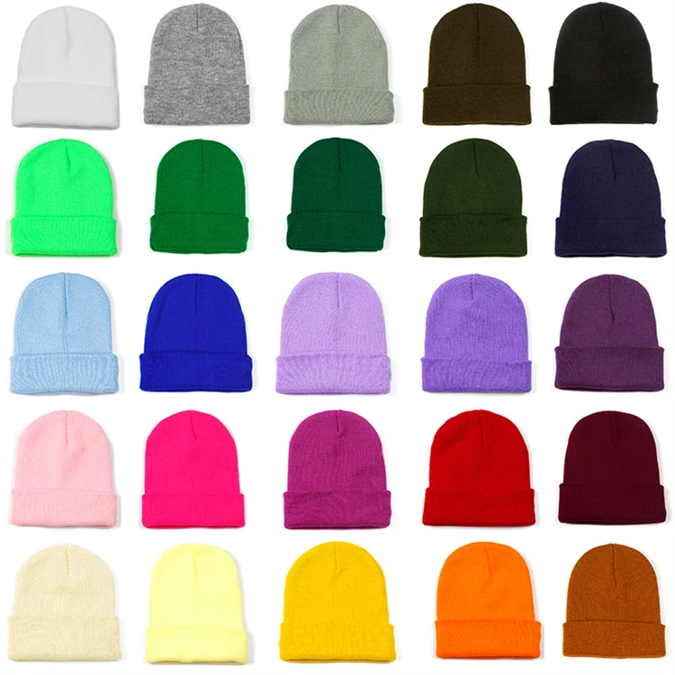 Winter classic custom made embroidered acrylic knitted beanie wool hat cap