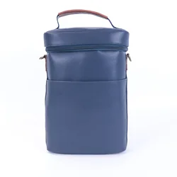 Personalized genuine split leather wine tote bag travel picnic bottles portable cooler bag in smooth leather