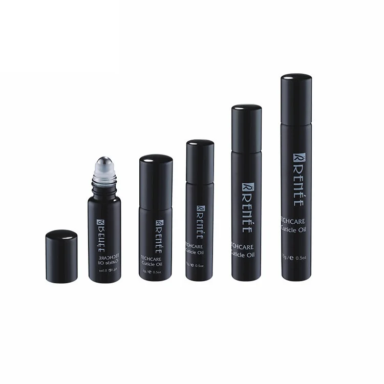 Luxury cosmetic packaging 5ml 7ml 8ml 10ml 12ml 15ml shiny black pink electroplating roller ball perfume bottle metal roll on