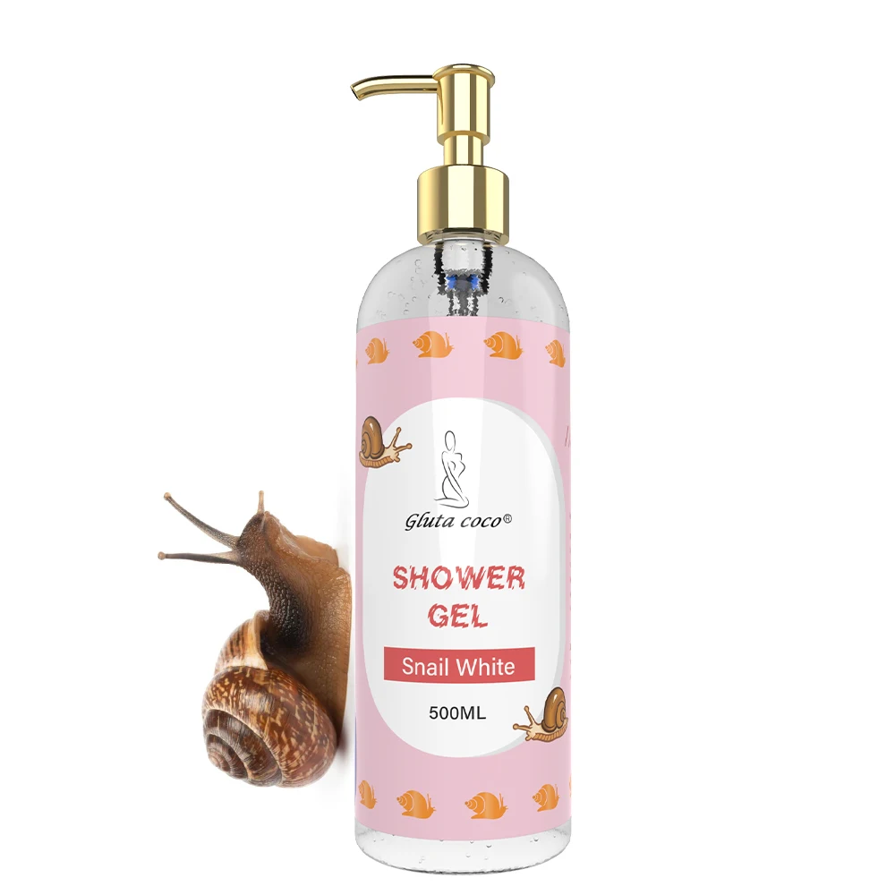 OEM Private Label Gluta COCO Hot Selling Deep Cleaning  Whitening Refreshing Moisturizing Body Wash Snail White Shower Gel 500ml