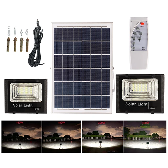 High Lumen Dimmable  Brightness adjustable Lamp 150W+150W 1Solar for 2 Flood lamps