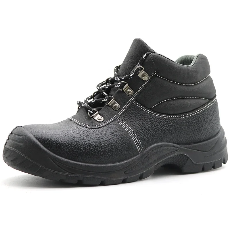 
Black leather oil slip resistant labor protection steel toe prevent puncture cheap industrial safety shoes 