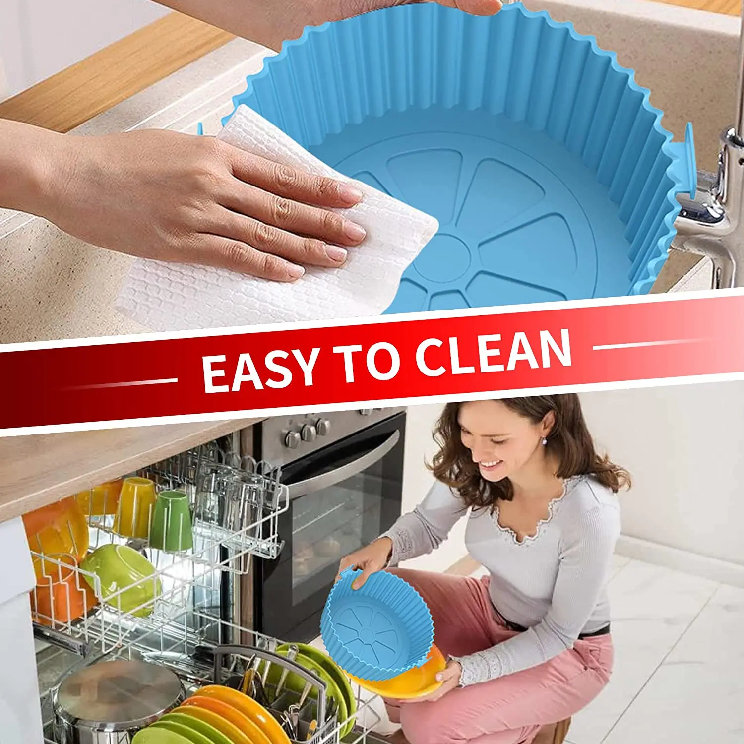 BHD Hot Selling Reusable 8 Inch Nonstick Round Silicone Air Fryer Liners Heat Resistant Easy Cleaning Air Fryer Silicone Pot