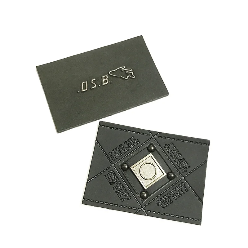 Custom high quality leather PU patches with logo for clothing accessories bags jeans