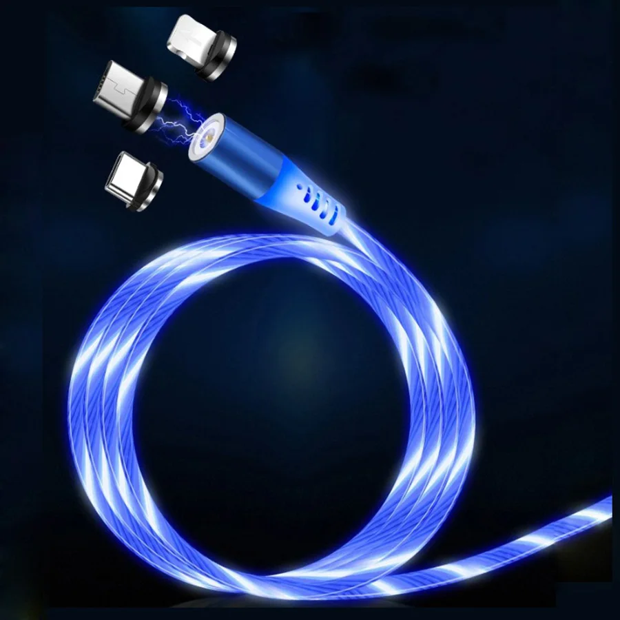 Best Selling New Hot Products 2021 Unique Fast Charging USB Cable Flowing Light Mobile Phone Cable USB Magnetic Charger Cable