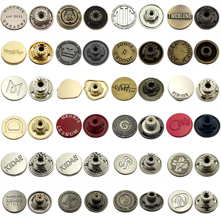 15 days delivery customized laser logo making silver logo engraved metal shank button for garment