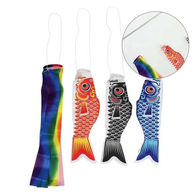 Japan Koi Nobori Flag Windsocks Fish Flag Hanging Decor Column Fish Windsock